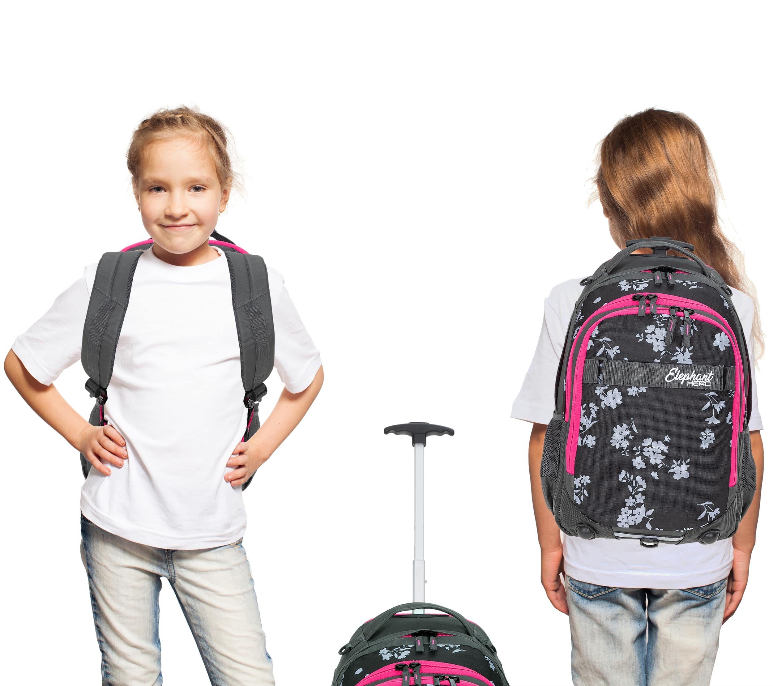 ELEPHANT Schulrucksack Schultrolley Trolley Hero Signature Schulrucksack (3 Teile Set), Rucksacktrolley Schule Rucksack Trolly, Sporttasche, Mäppchen Box +tsm