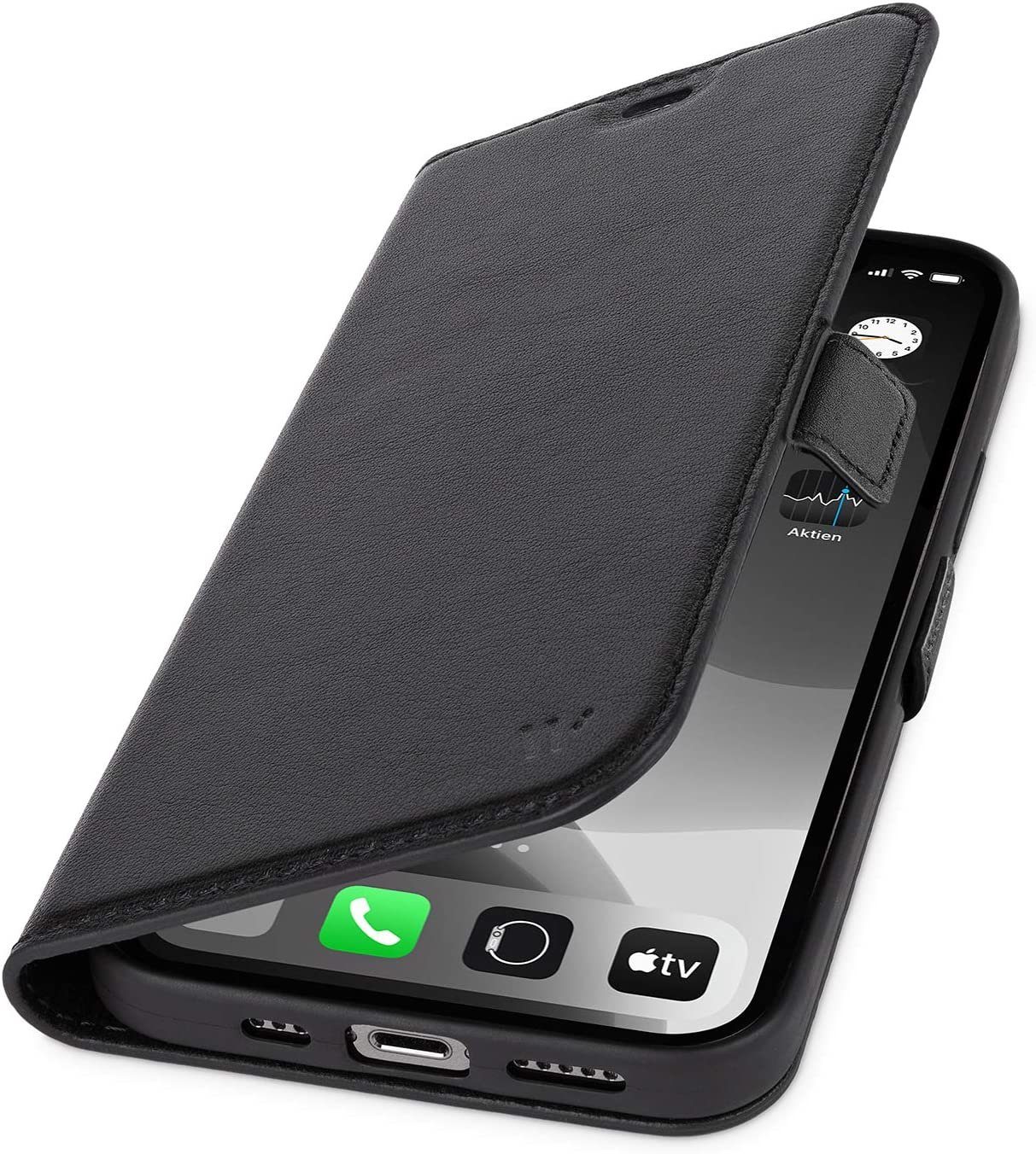 wiiuka Handyhülle suiit CARDS Hülle für iPhone 12 Pro Max, Klapphülle Handgefertigt - Italienisches Leder, Premium Case