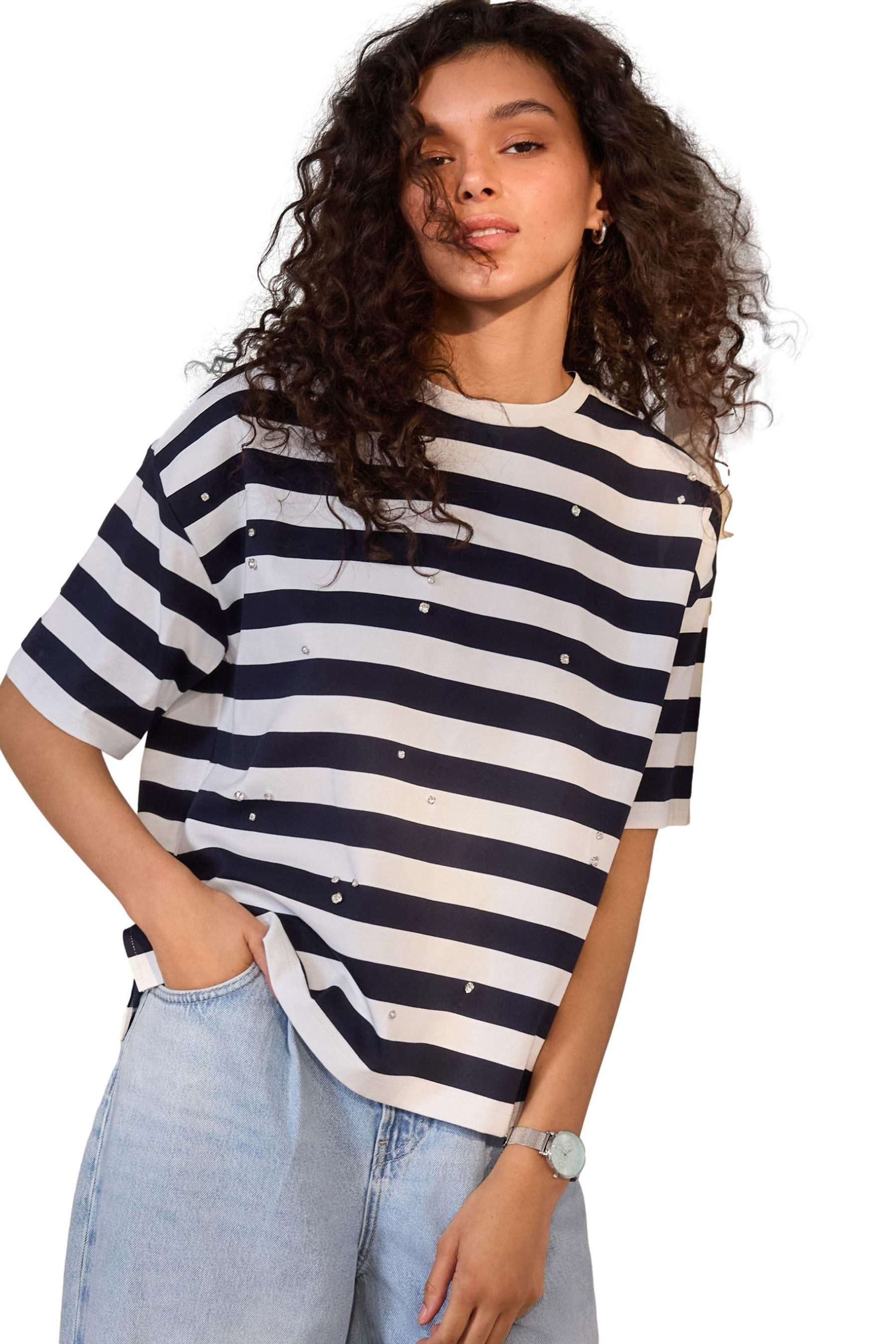 Next T-Shirt Kurzärmeliges, verziertes T-Shirt mit günstig online kaufen