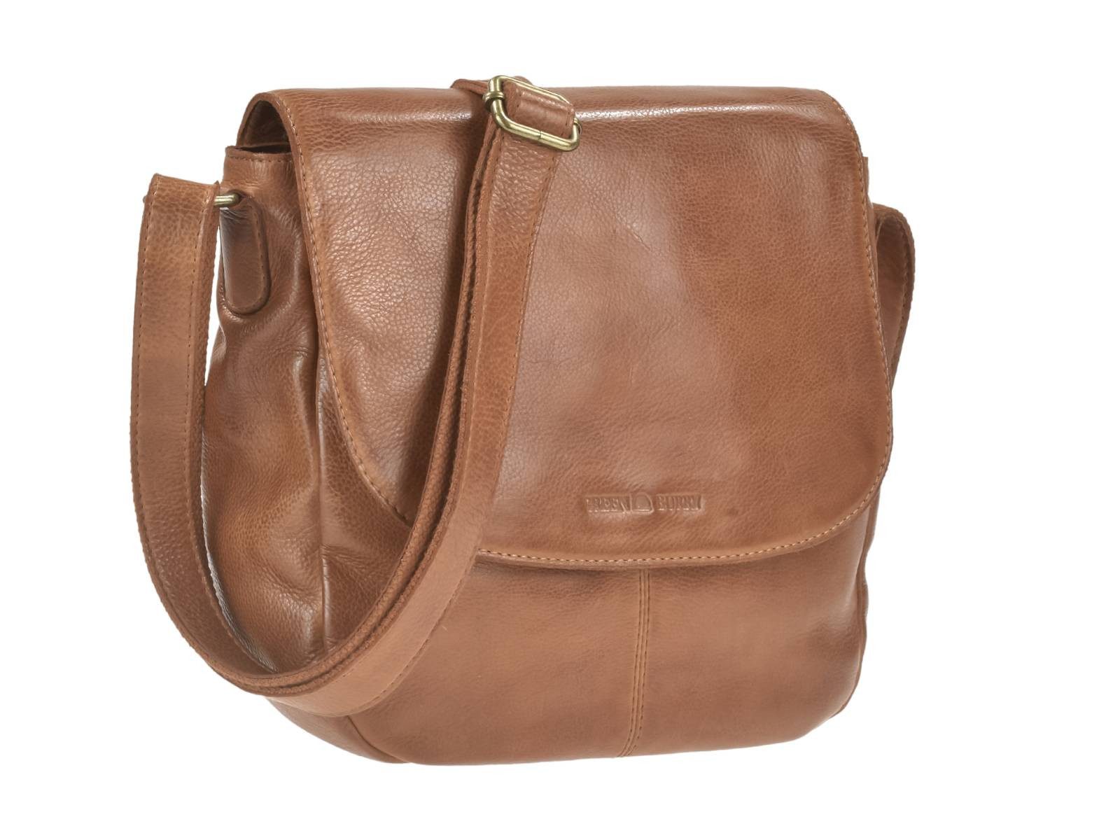 Greenburry Umhängetasche "Colombiana" Leder Damentasche kleine Schultertasche, Hauptfach 24x21cm, Schultergurt max. 145cm