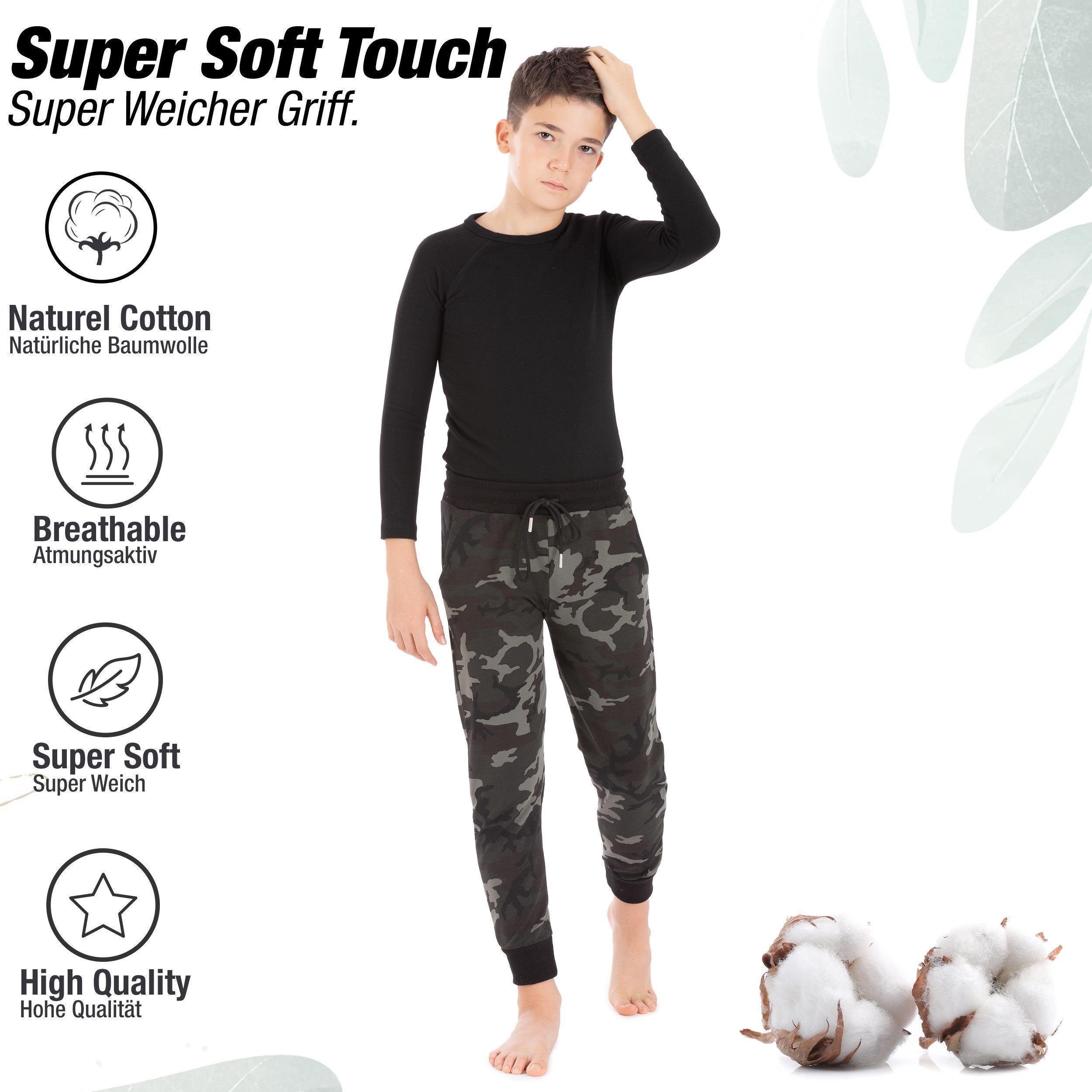 LOREZA Jogginghose Jungen & Mädchen Freizeithose Trainingshose Sporthose - Camouflage - (1-tlg)