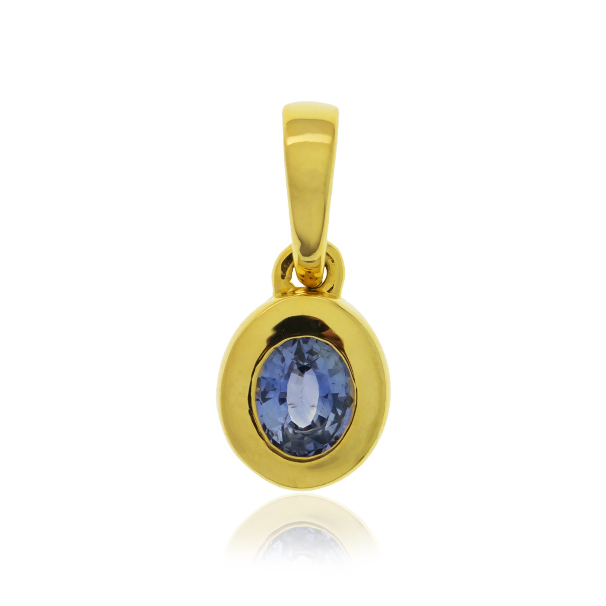 Cavill Kettenanhänger blauer Ceylon-Saphir Anhänger 0,40 ct, Oval, 925er Silber vergoldet (1-tlg)