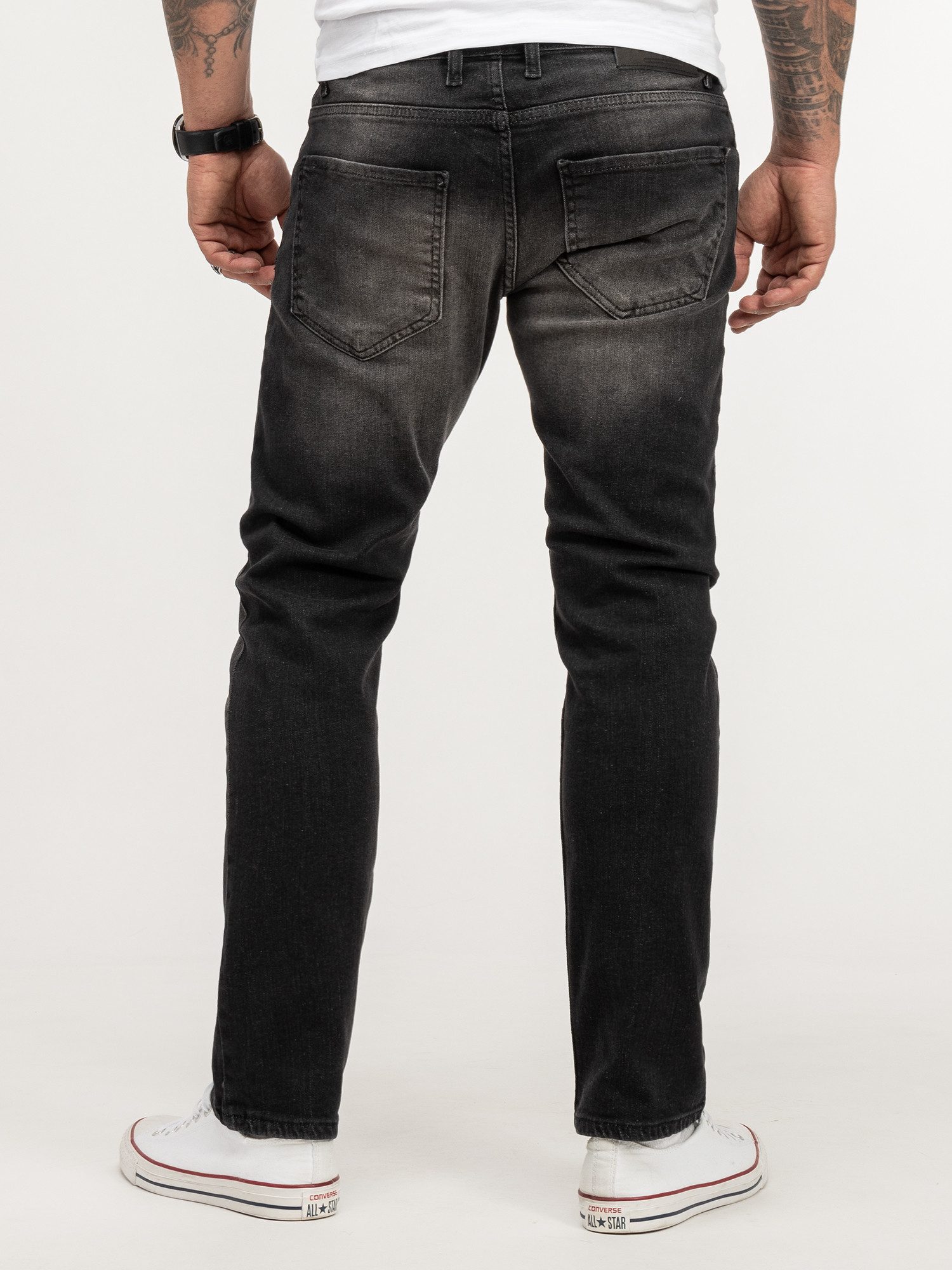 Lorenzo Loren Regular-fit-Jeans Herren Jeans Stretch Schwarz LL-4005 – Bild 3 von 5