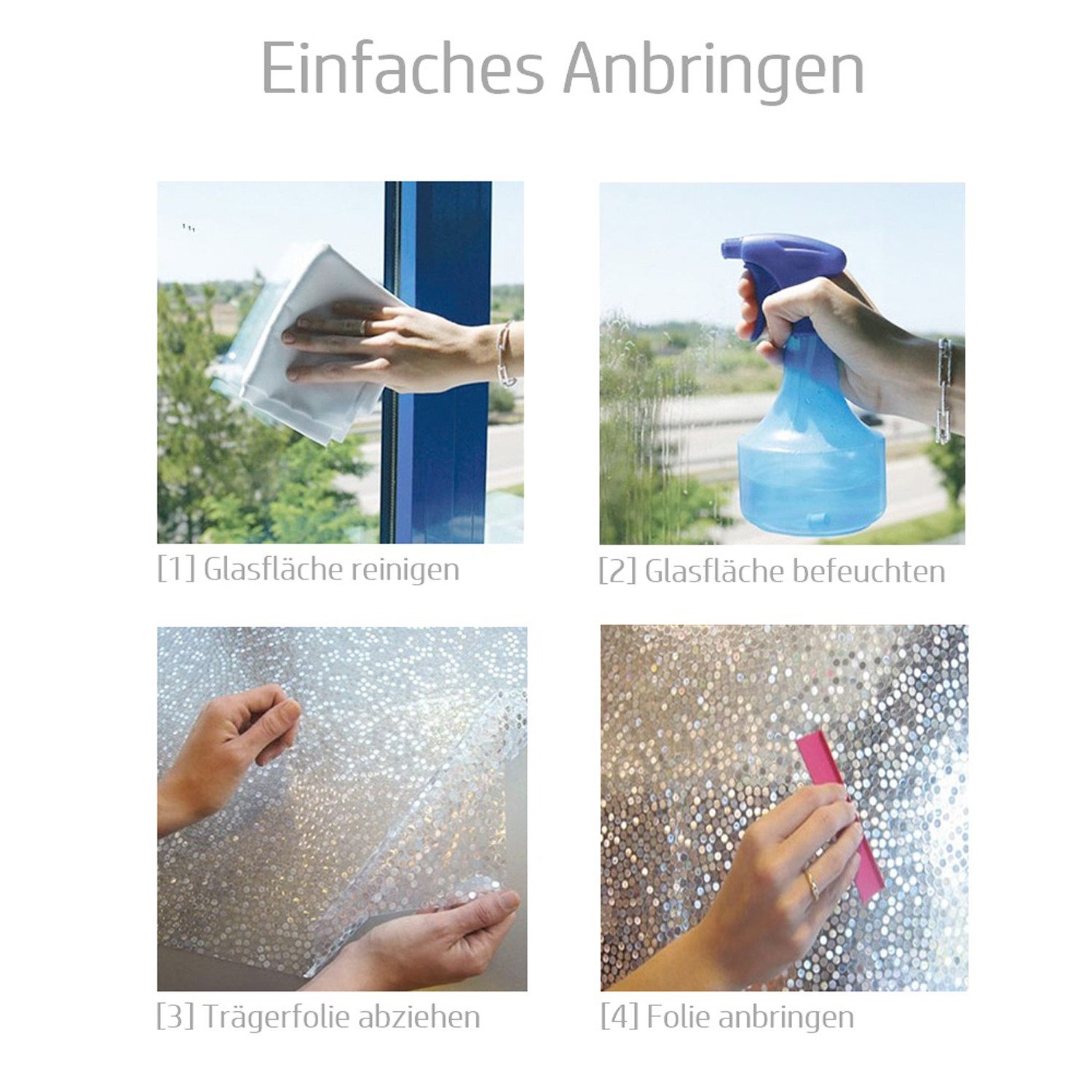 Linea Hogar Fensterfolie Fensterfolie Sichtschutzfolie selbsthaftend Bumen Folie für Fenster, Spürbar geprägt, Glasdekorfolie - Rückstandslos entfernbar & wiede – Bild 3 von 3