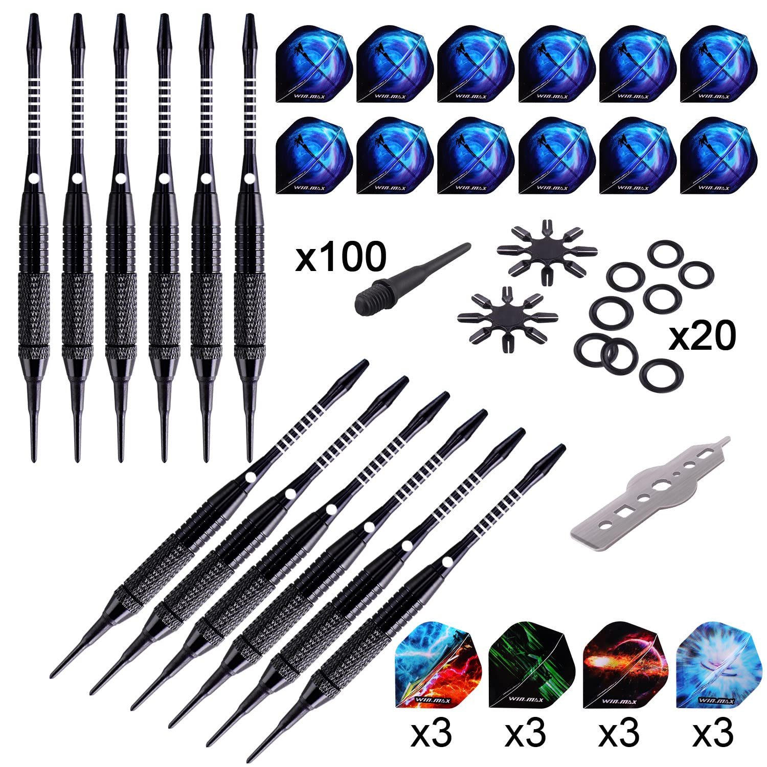 FOUORTUNATE-BEE Dartpfeil mit kunststoffspitze für elektronische dartscheibe, 12 Stück Soft Darts Pfeile Set,18 Gramm Profi Softdarts dartpfeil