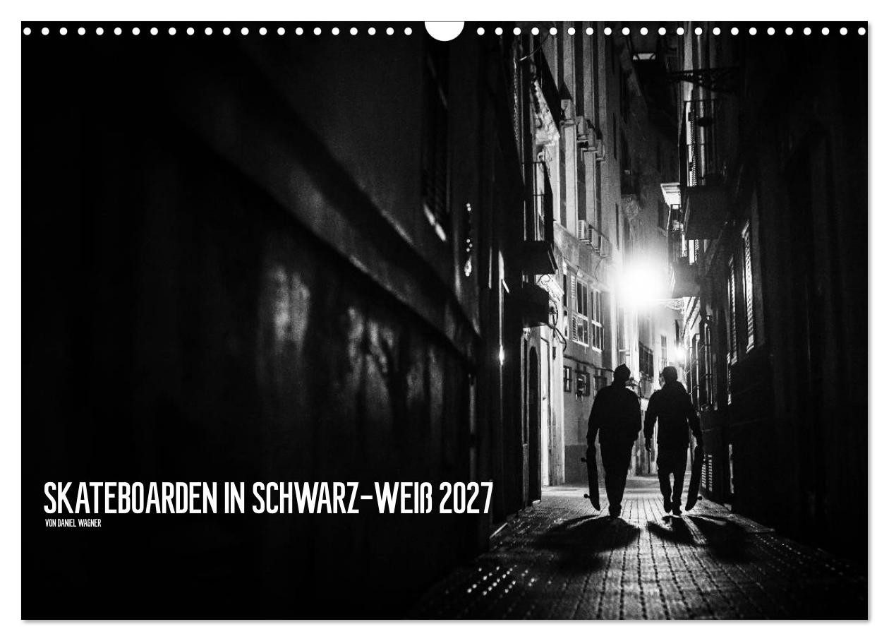 CALVENDO Wandkalender Skateboarden in Schwarz-Weiß (Wandkalender 2027 DIN A3 quer), CALVENDO