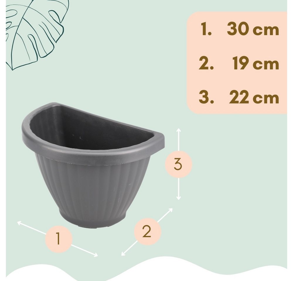 Thumbnail - GarPet Blumentopf 2x Blumentopf Wand Blumen Topf Vase Pflanzen Halterung 30 Grau