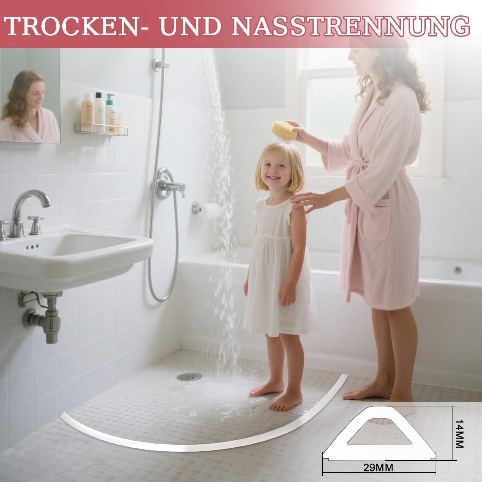 Diwzbyn Duschdichtung 100 cm Duschdichtungsprofil, Silikon-Wassersperre, Küchenarbeitsplatten-Duschdichtung, selbstklebende Spritzschutzleiste – Bild 3 von 5