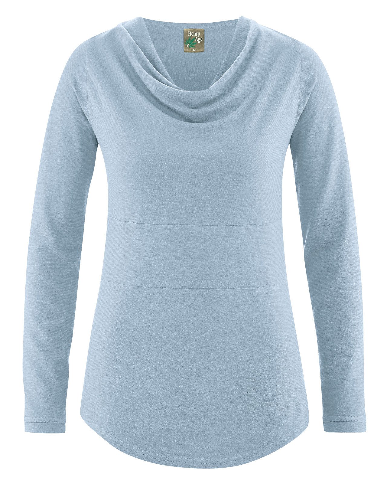 Langarmshirt Langarmshirt mit Wasserfallkragen Hanf/Biobaumwolle Casual Fit