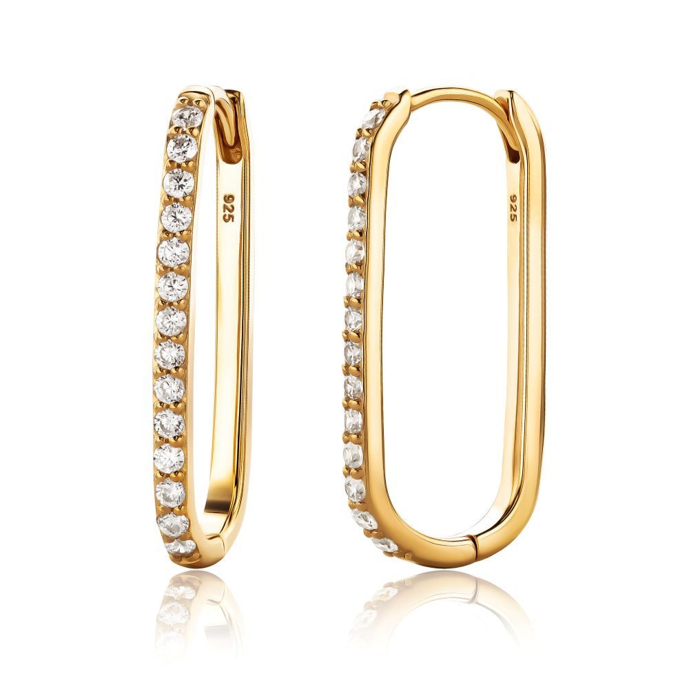 Miore Klappcreolen MSAE294E - 925 Sterling Silber Ohrringe vergoldet - Zirkonia 0,84 Kt, für Damen 18 Kt. vergoldet