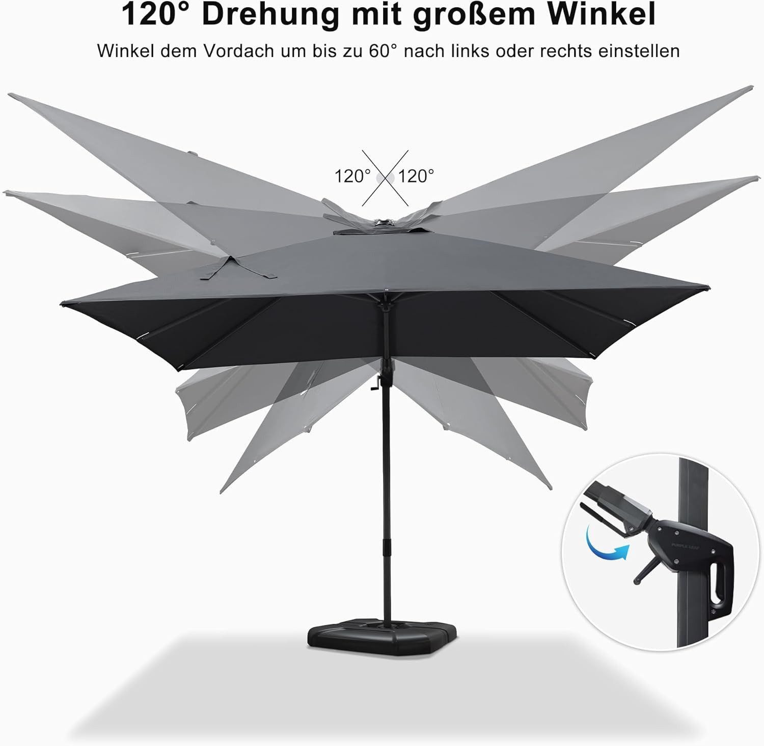 PURPLE LEAF Ampelschirm Quadratischer, Neigbarer Sonnenschirm günstig online kaufen