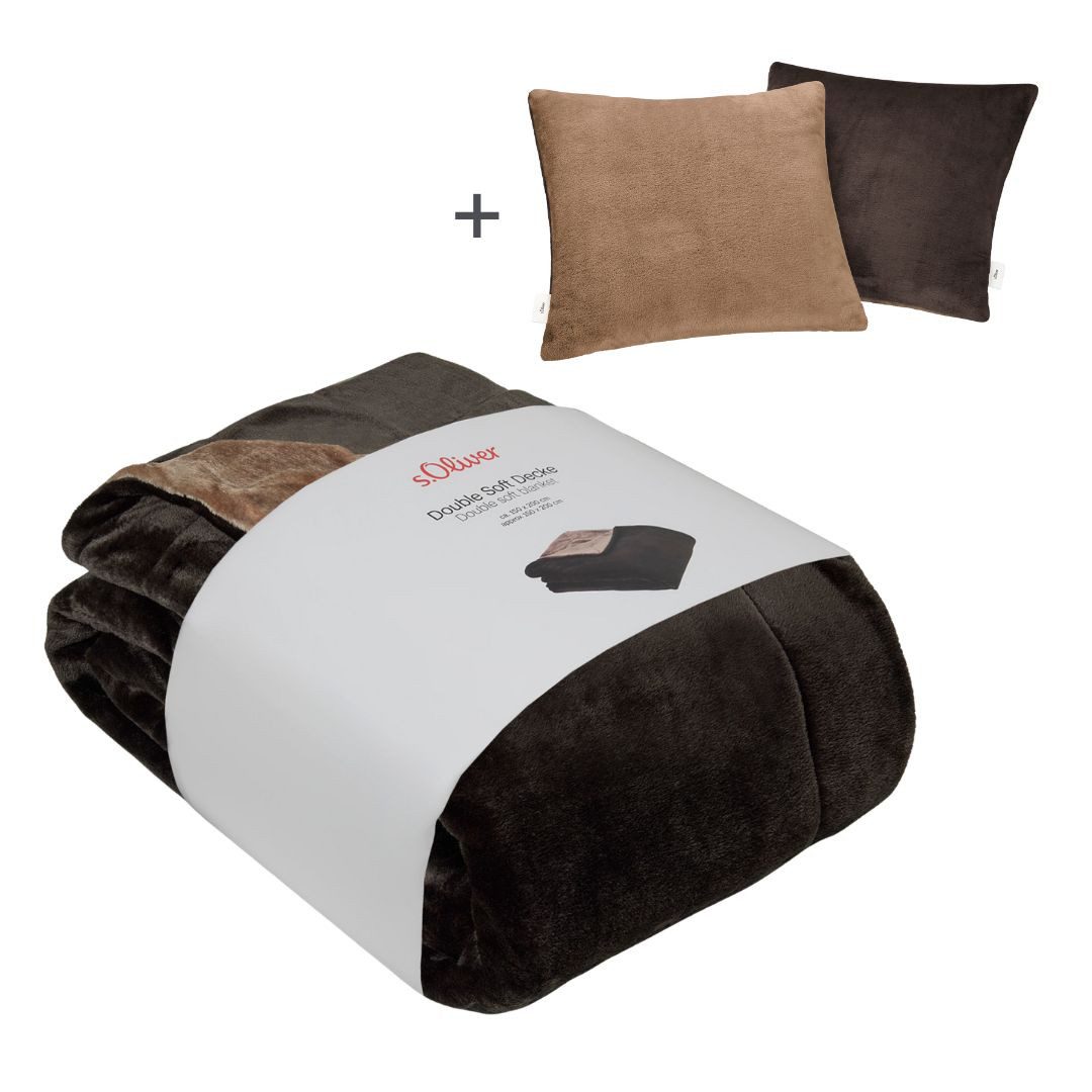 Wohndecke Doublesoft, Kuscheldecke, Deal, Kissen geschenkt!, s.Oliver, Kuscheldecke 150x200 cm, GRATIS-Zugabe:2x Kissenhülle (Reißverschluss)