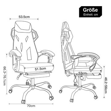 GTPLAYER Bürostuhl Ergonomischer Schreibtischstuhl Gamingstuhl Drehstuhl, mit Verbindungsarmlehnen, Verstellbarer Lordosenstütze und Kopfstütze