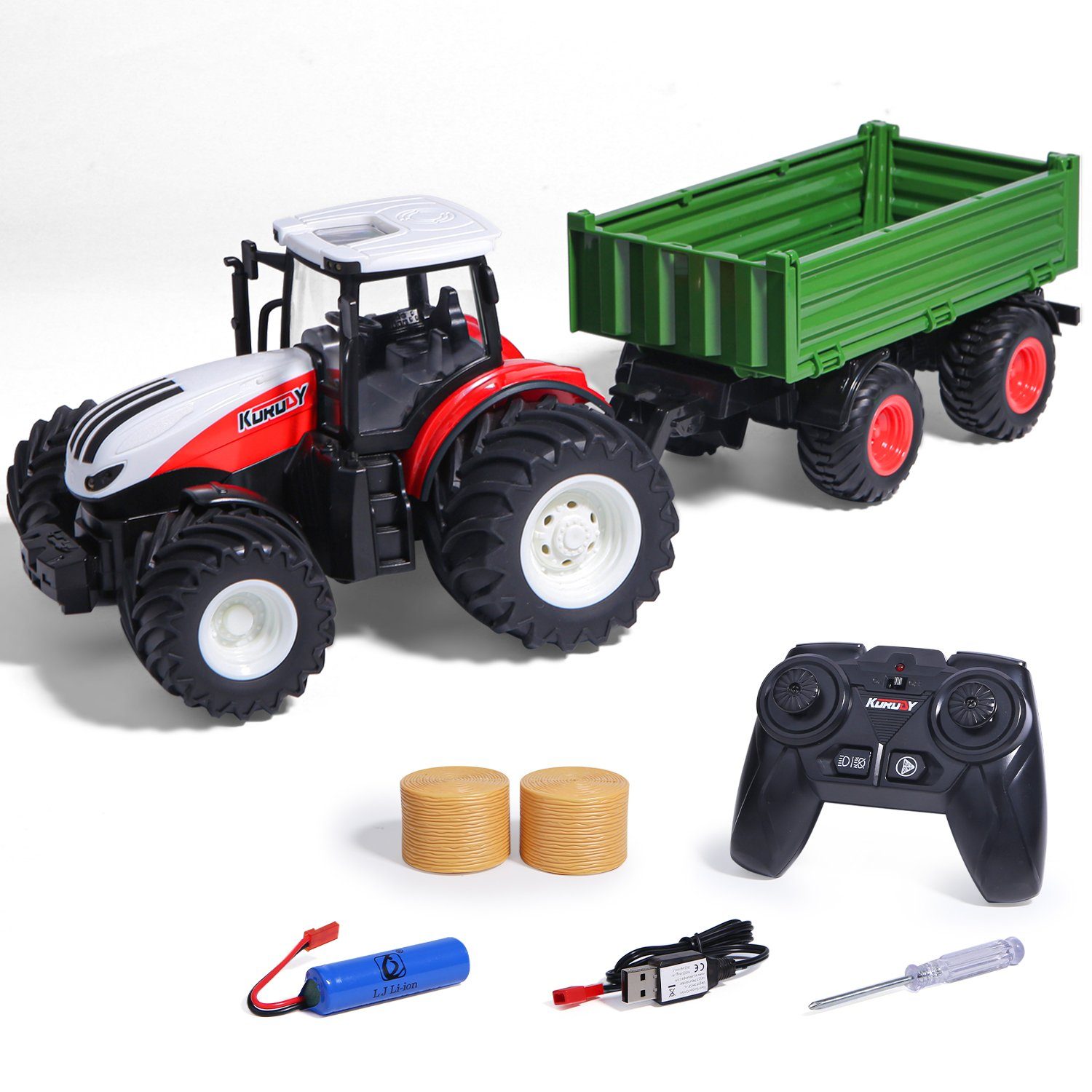 PENGBU RC RC-Traktor Ferngesteuerter Traktor mit Anhänger, Traktor  Spielzeug ab 3 4 5 Jahre (Set, Komplettset), Traktor Ferngesteuert  Ackerschlepper mit Licht und Sound