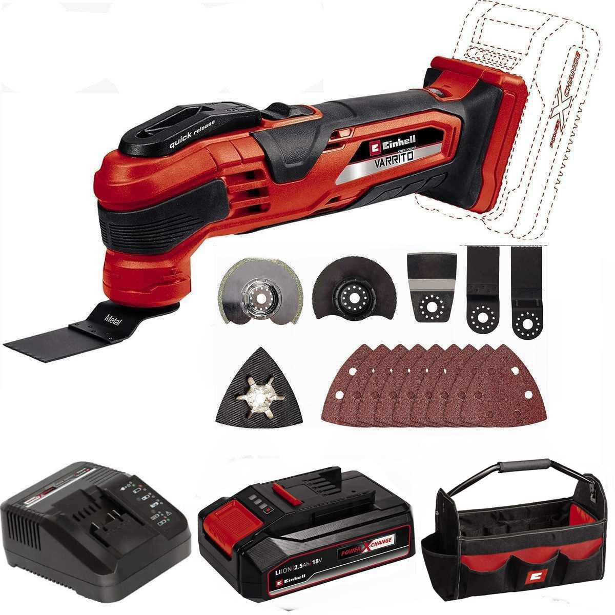 Einhell Akku-Multifunktionswerkzeug Multifunktionswerkzeug VARRITO 18V Akku 2.5 Ah, Ladegerä, Bag