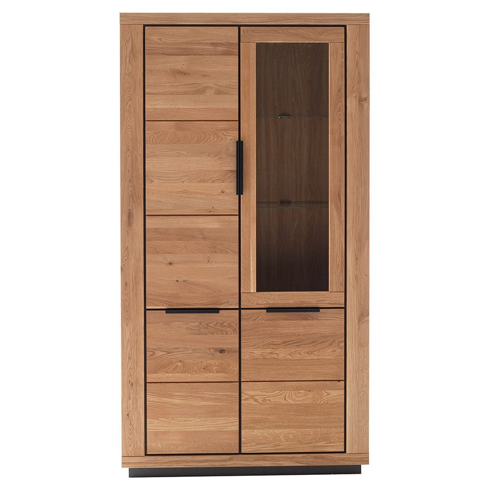 Lomadox Vitrine GIUSTINO-06 Eiche teilmassiv geölt, Massivholzfronten, 107cm breit