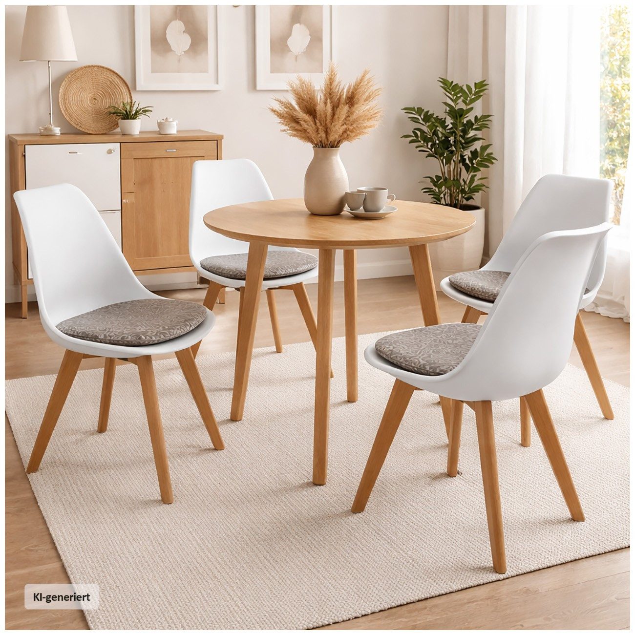 HTI-Living Esszimmerstuhl Stuhl Atlanta Weiß, PU Braun Muster (Set, 4 St), Esszimmerstuhl Kunststoffschale Kunstlederbezug Holzfüße