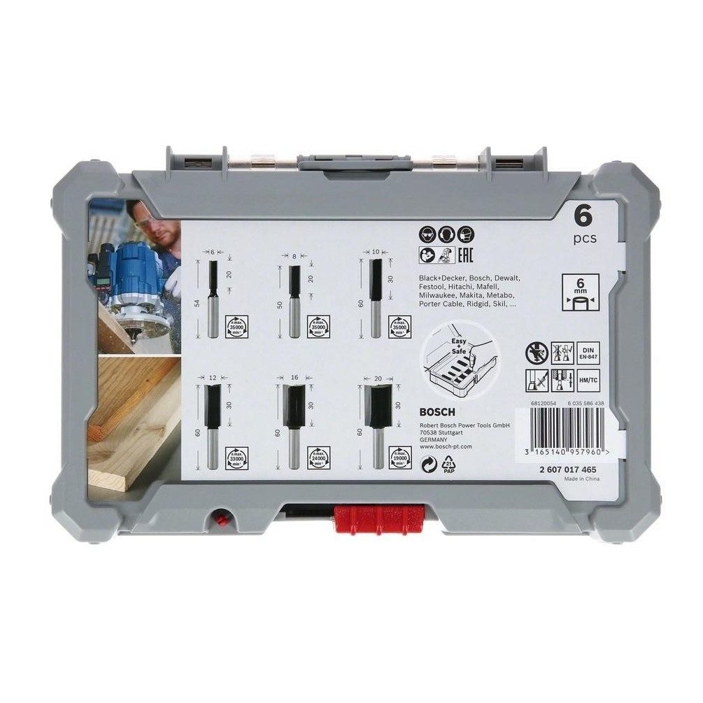 BOSCH Fräser-Set 6-teiliges Nutfräser-Set Nut Fräser - 8mm Schaft -, 6-tlg., mit 8-mm-Schaft