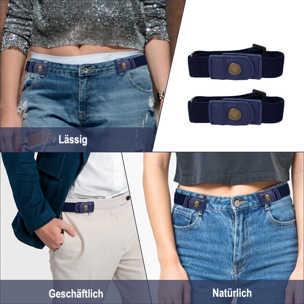 Zaewry Stretchgürtel Unsichtbarer Seitengürtel ohne Schnalle für Damen und Herren elastischer Gürtel, Schmuckgürtel,für Kleid & Overall