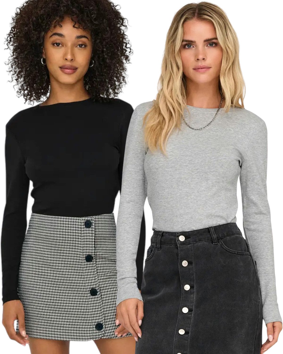 ONLY Langarmshirt (Spar Set, 2er-Pack) schlichtes Basic Shirt in Unifarben günstig online kaufen