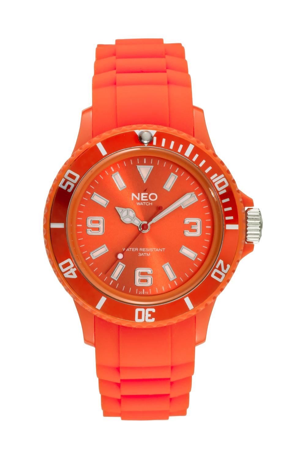 Neo Watch Quarzuhr Damenuhr Herrenuhr unisex orange NICE-1 Armbanduhr Modell N1-020 N1-020, Mineralglas, Damen Herren Uhr, oranges Gehäuse, oranges Armband
