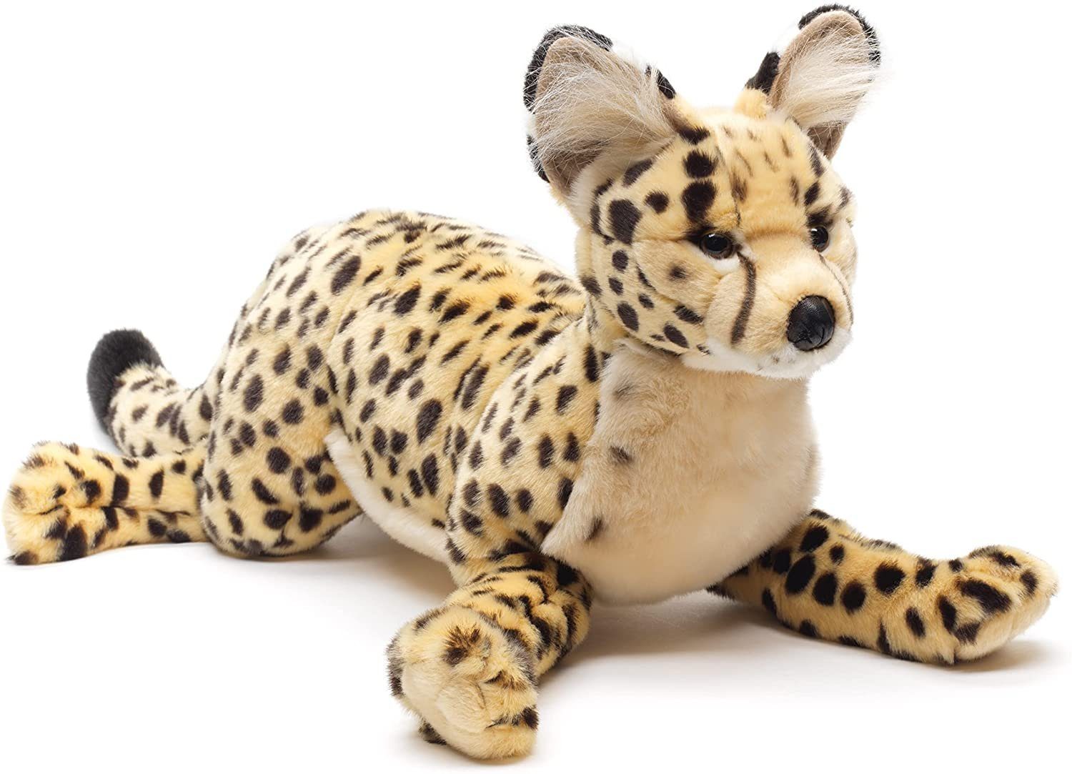 Uni-Toys Kuscheltier Savannah-Katze, liegend - 60 cm (Länge) - Plüsch-Serval - Plüschtier, zu 100 % recyceltes Füllmaterial
