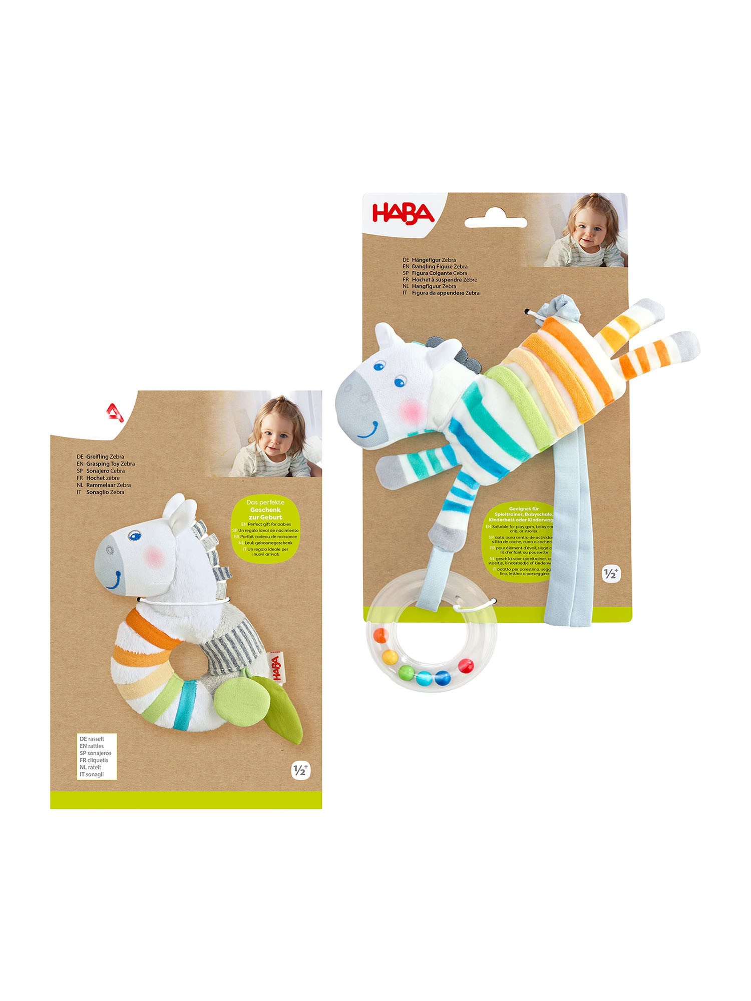 Haba Krabbelrolle New Born Geschenk, (2-tlg), Spielrolle, Motorikrolle, Babyrolle