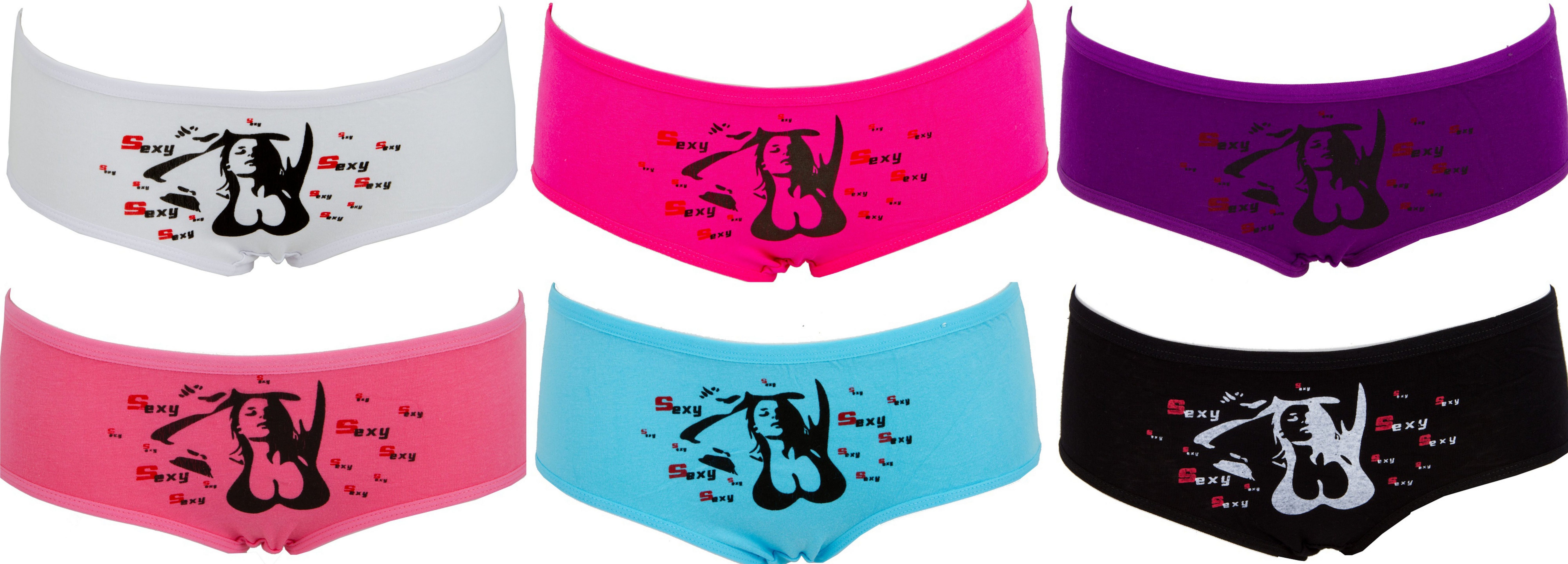 Panty 6er Pack Pantys Spitze Uni Hotpants Hipster French Knickers Damen