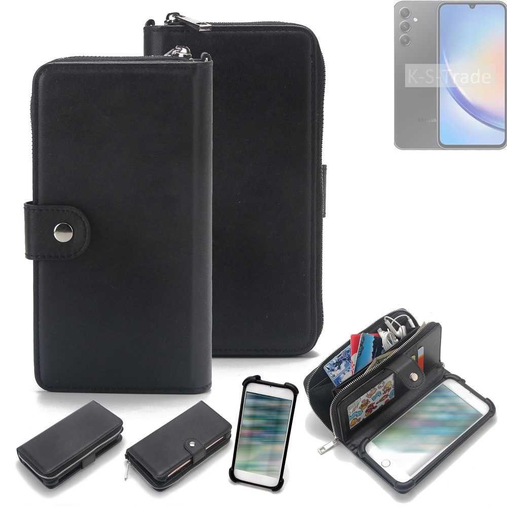 K-S-Trade Handyhülle für Samsung Galaxy A34 5G, 2in1 Handyhülle Schutzhülle & Portemonnee Cover Handy Hülle