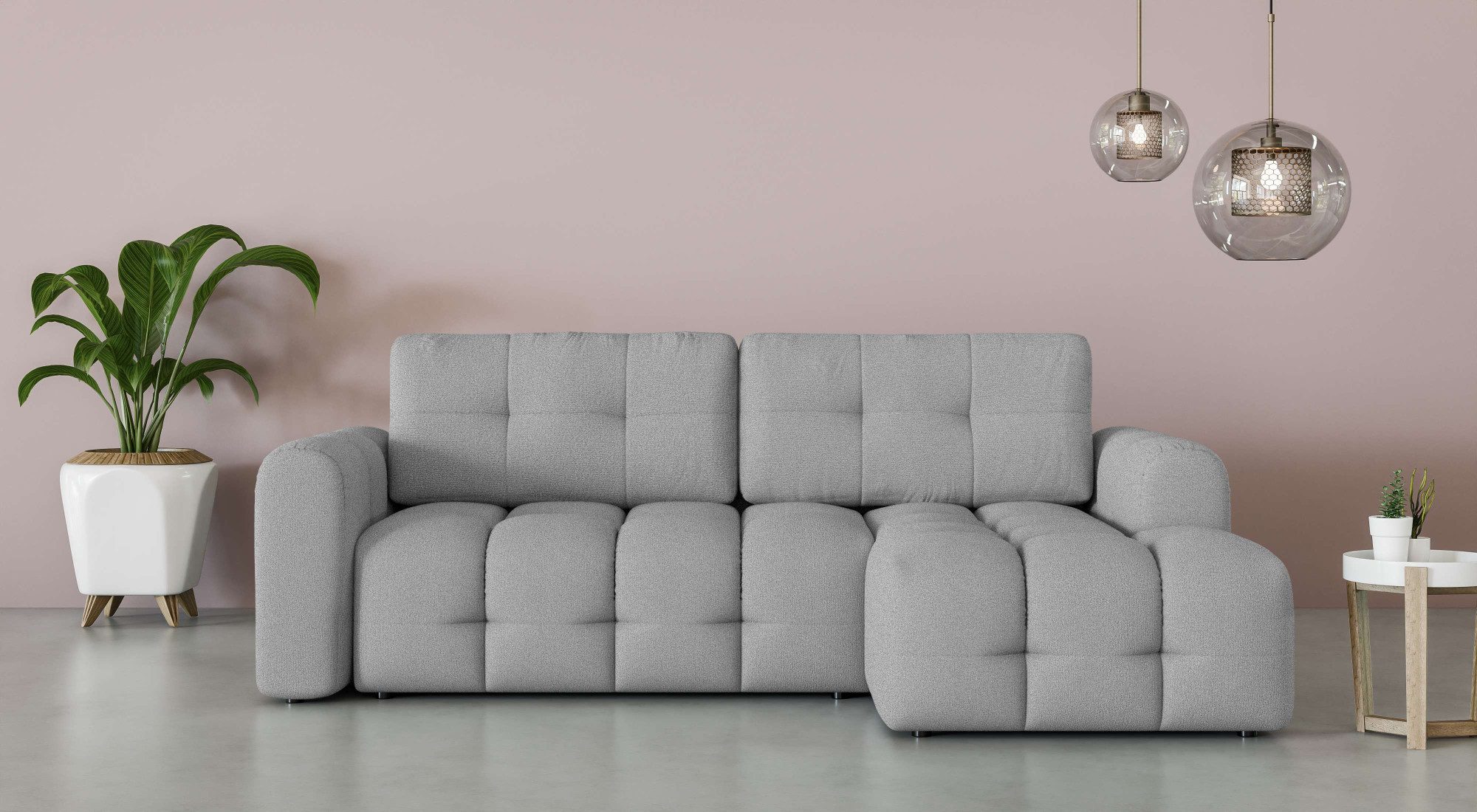 OTTO home Ecksofa Manilla, wahlweise mit Bettfunktion, B/T/H 265/170/91 cm, L-Form mit Recamiere rechts/links bestellbar, Wellenunterfederung
