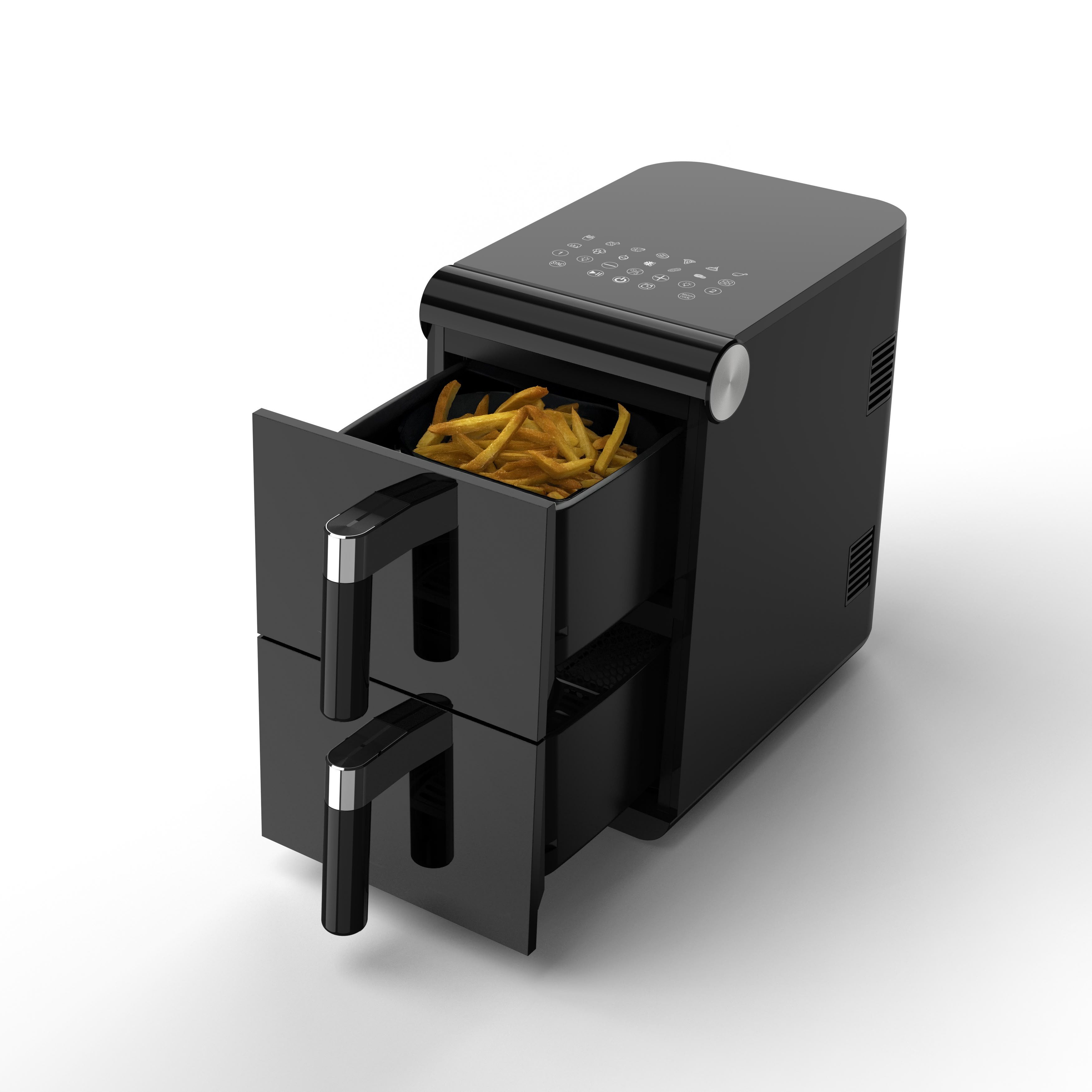 Elta Heißluftfritteuse Vertikal Doppelstock, 1700 W, 11 L Dual Zone XXL mit 2 unabhängigen Fächern, undTouchscreen