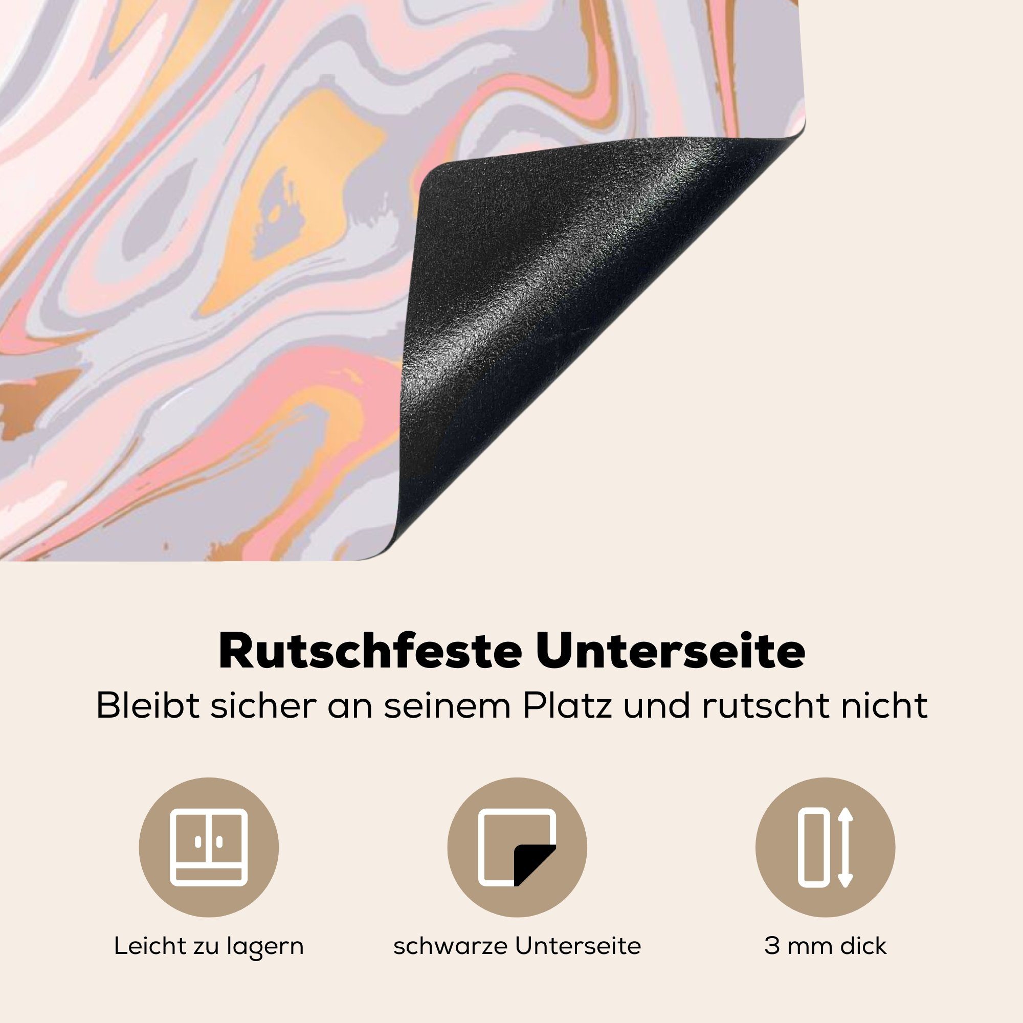 Pastell - Arbeitsplatte Abstrakt 78x78 Herdblende-/Abdeckplatte MuchoWow Muster, tlg), cm, Marmor Vinyl, (1 für Ceranfeldabdeckung, küche - -