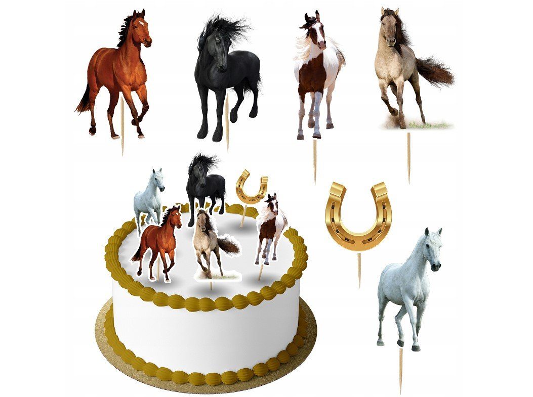 Tortenstecker Pferd Topper Set 6 Stk Geburstag Torten Deko Kuchen Junge