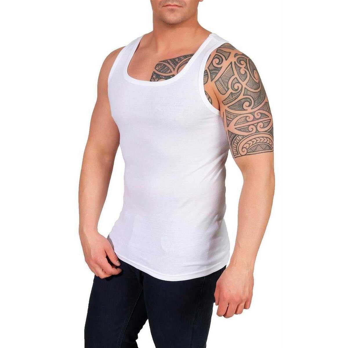 EloModa Unterhemd 2 Stück Herren Unterhemd Männer Unterwäsche Baumwolle, Weiß/XXL (2-St) 100% Baumwolle, Nahtlos, Komfortabel – Bild 3 von 3