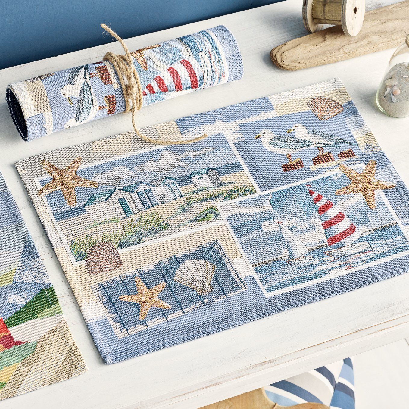 Platzset SANDER * 2 x Tischset Platzset Beach House 32 x 48 cm