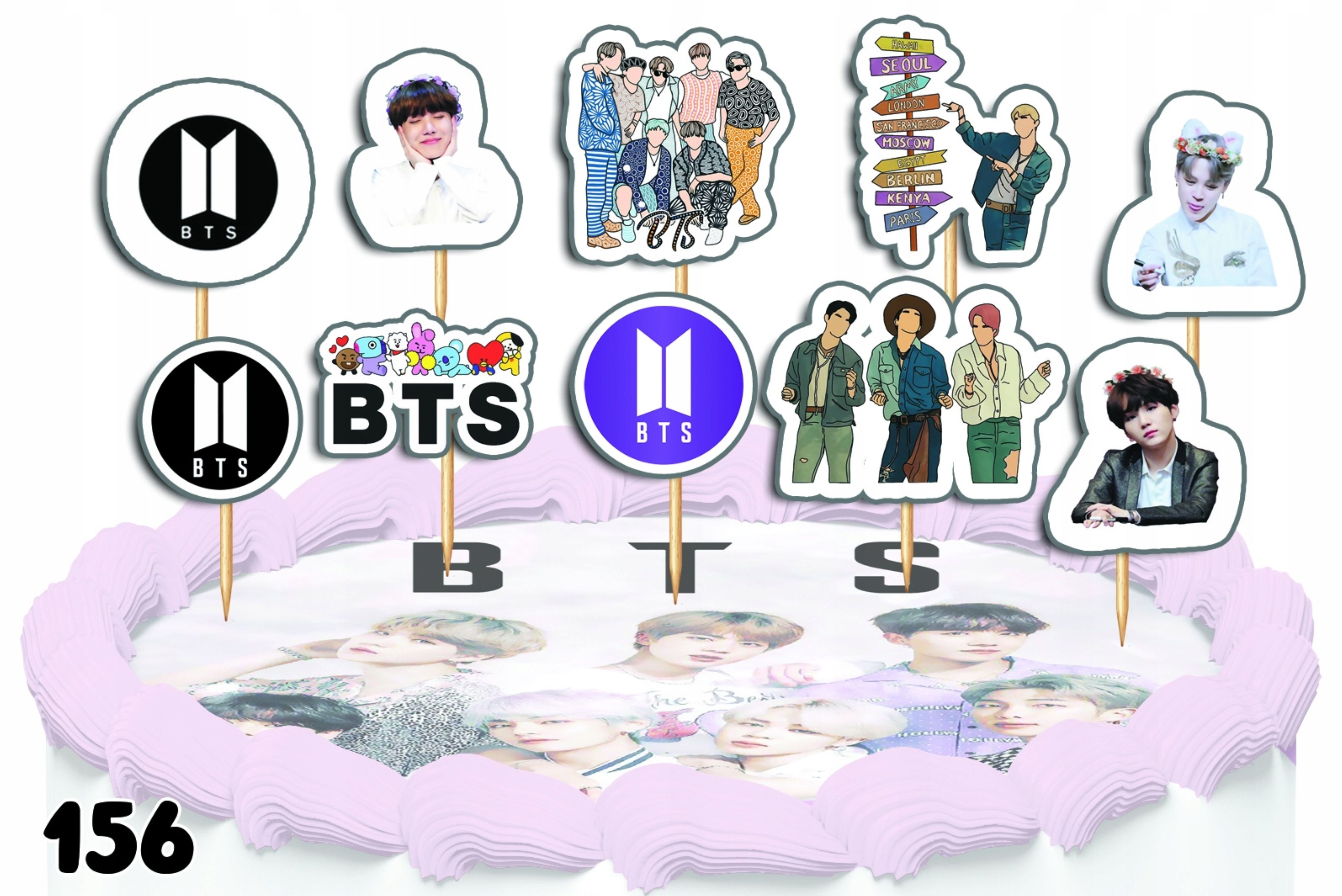 Festivalartikel Tortenstecker Kuchen Topper Set BTS KPOP POP – 10 Stück Tortendeko, (1-tlg)