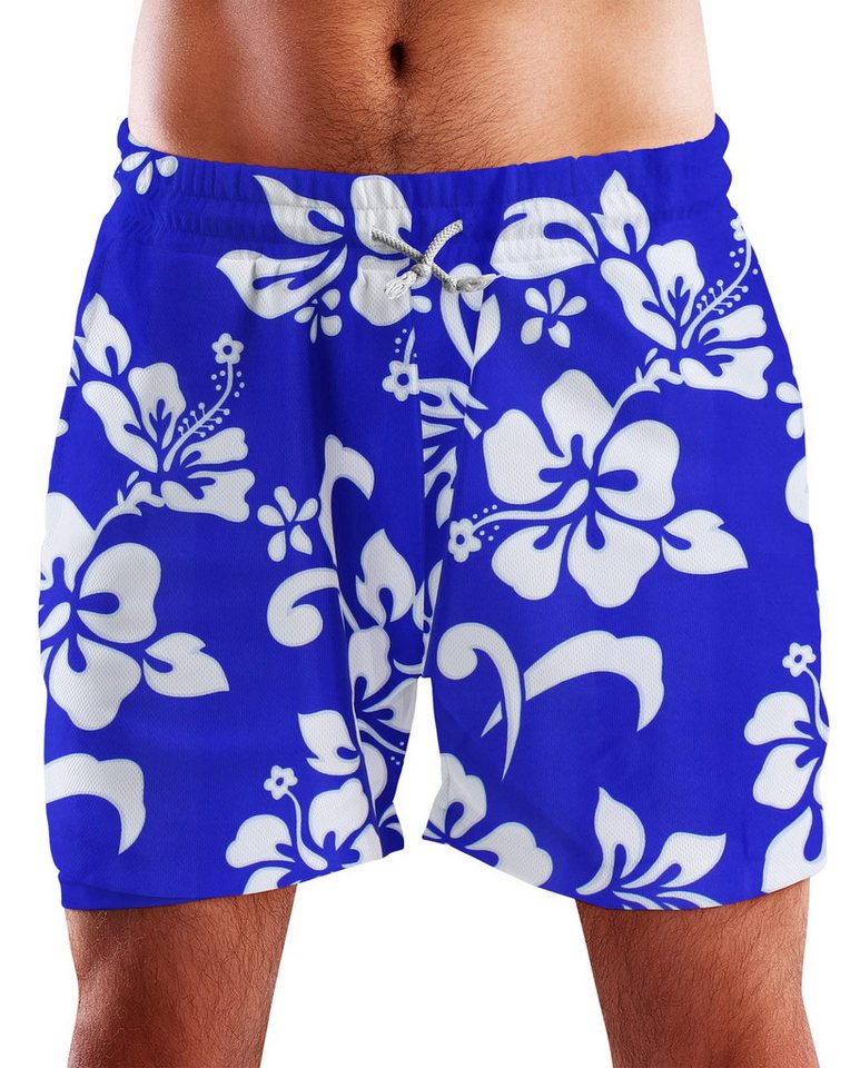 King Kameha Badeshorts Hibiscus Funky Hawaii Bade-Shorts Mesh-Einsatz Verschluss Kordelzug Mit integriertem Mesh-Innenslip für extra Komfort