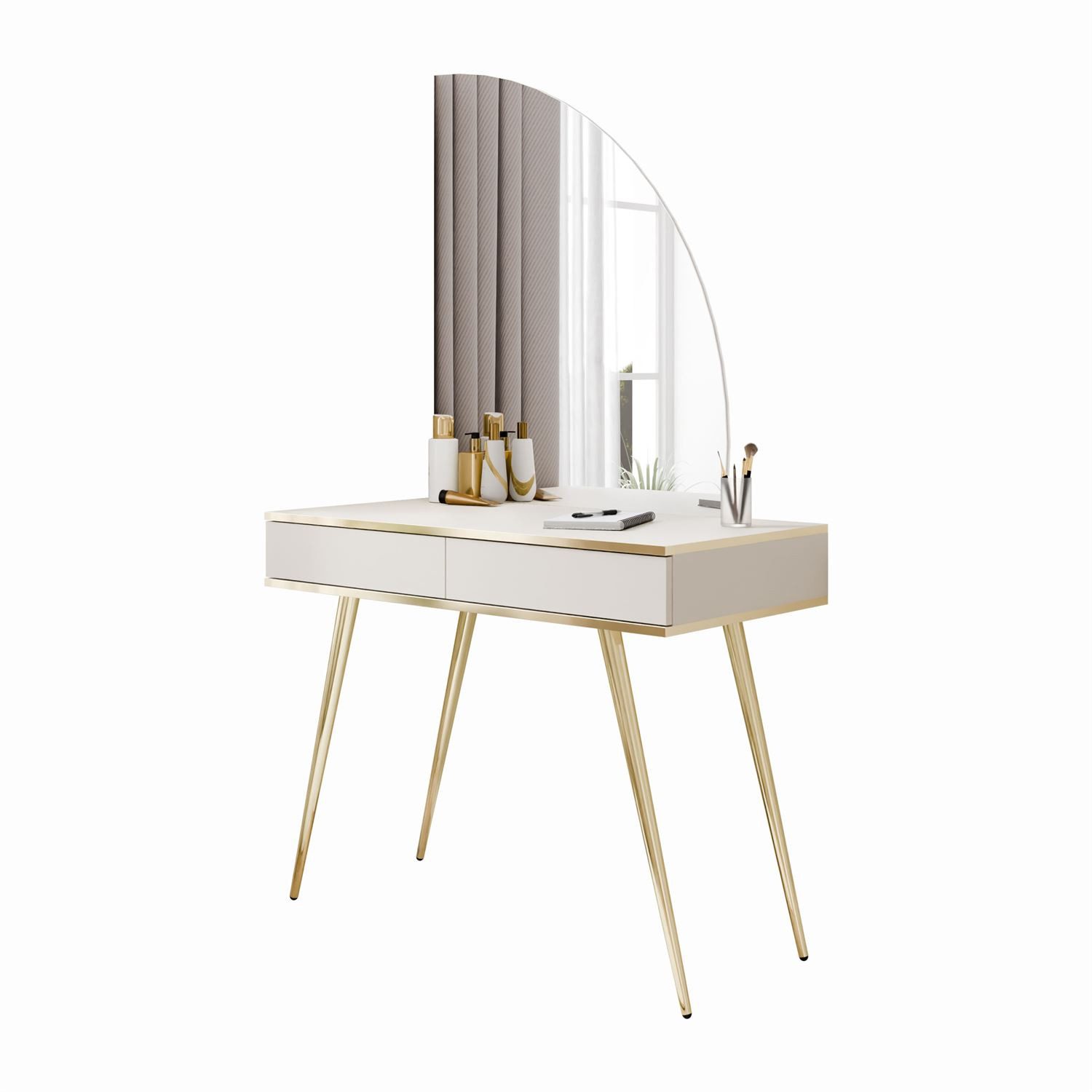 Lookway Schminktisch OXFORD mit Spiegel und LED-Beleuchtung (x Konsole, 1x Spiegel mit Led Beleuchtung), Breite: 102 cm