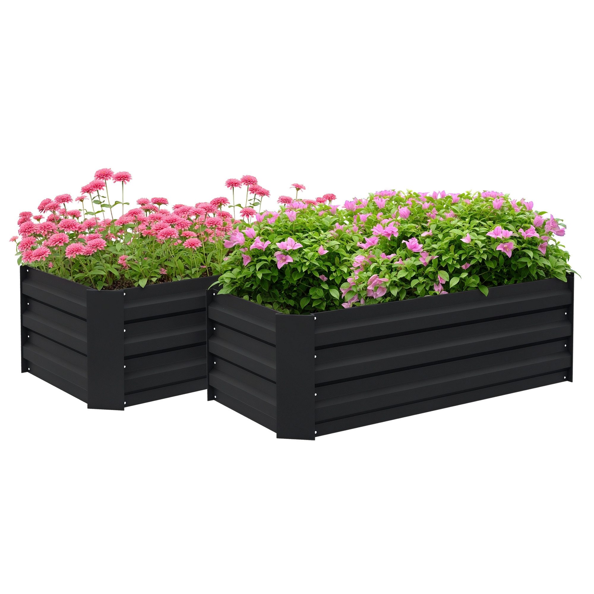 MC Star Hochbeet Set mit 2 Hochbeeten, Maße 100 x 50 x 30 cm (L x B x H) (schwarzes Wellblech)