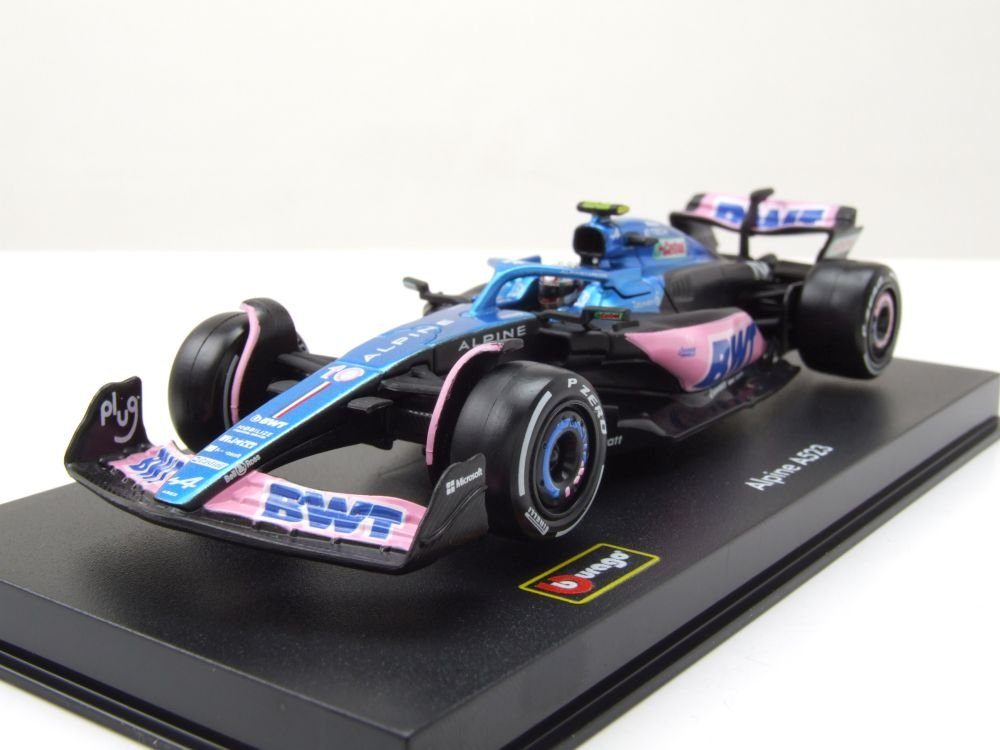 Bburago Modellauto Renault Alpine A523 #10 Formel 1 Racing 2023 Gasly mit Helm, Maßstab 1:43