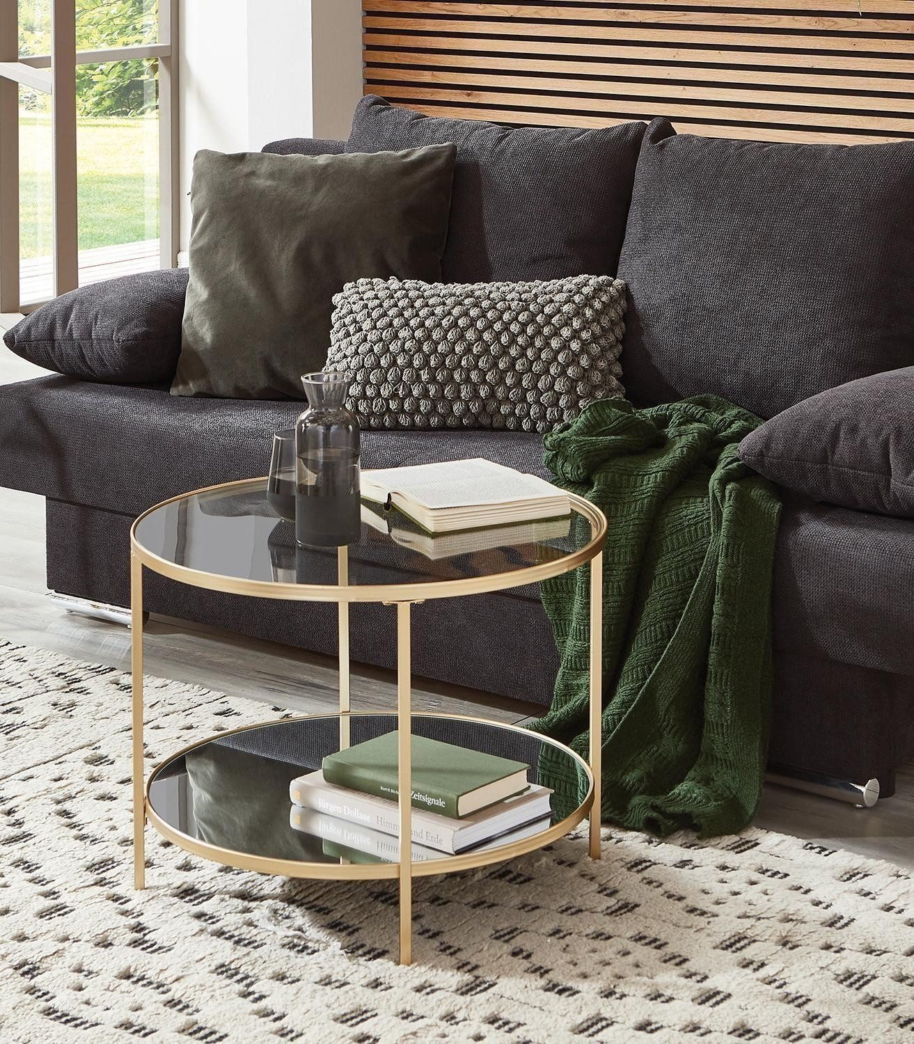 HAKU Couchtisch PORTO, Goldgelb, Transparent, Klarglas, günstig online kaufen