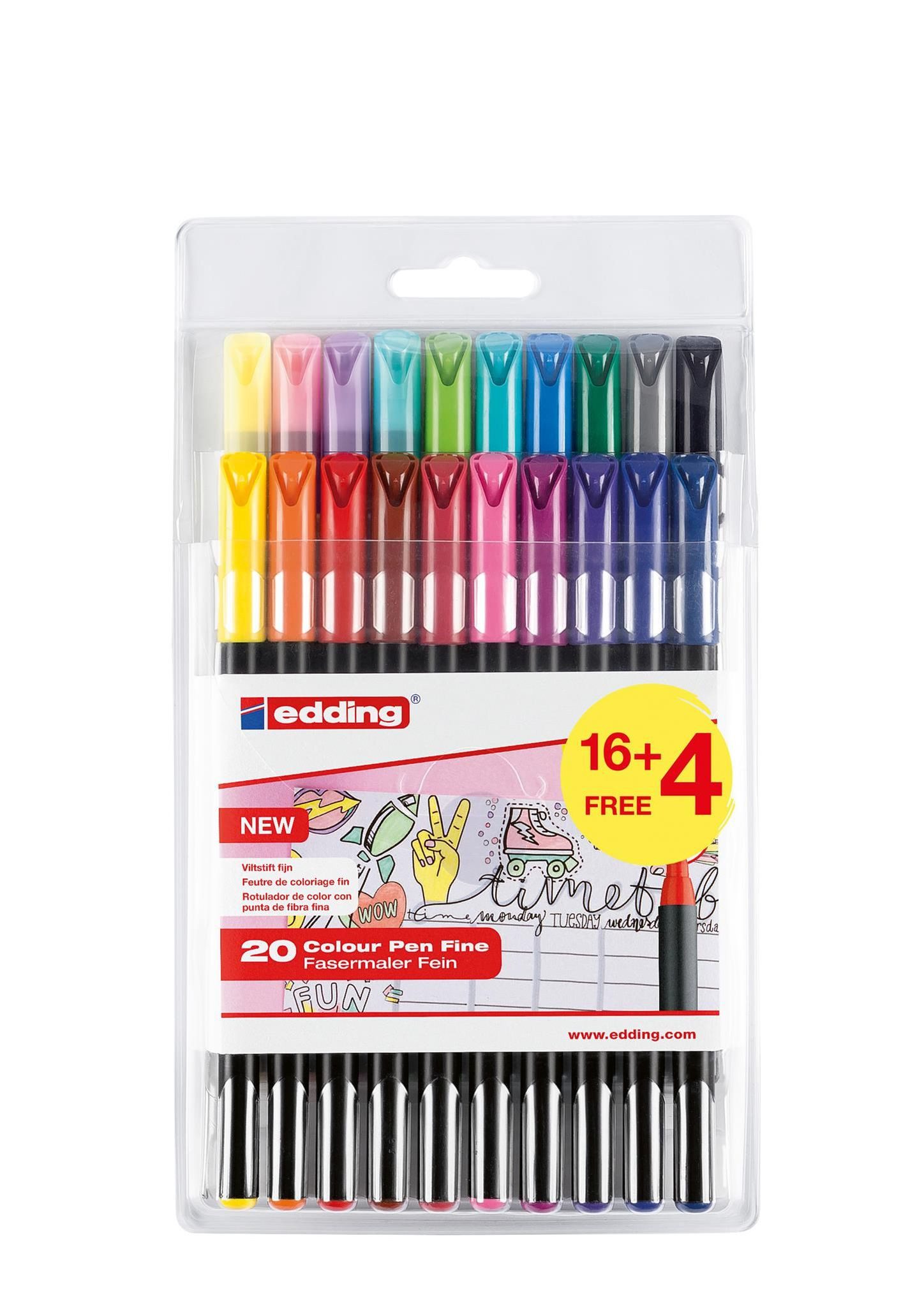 edding Malstift Edding Fasermaler fein 1200 20er-Set sortiert pastellfarben BTS
