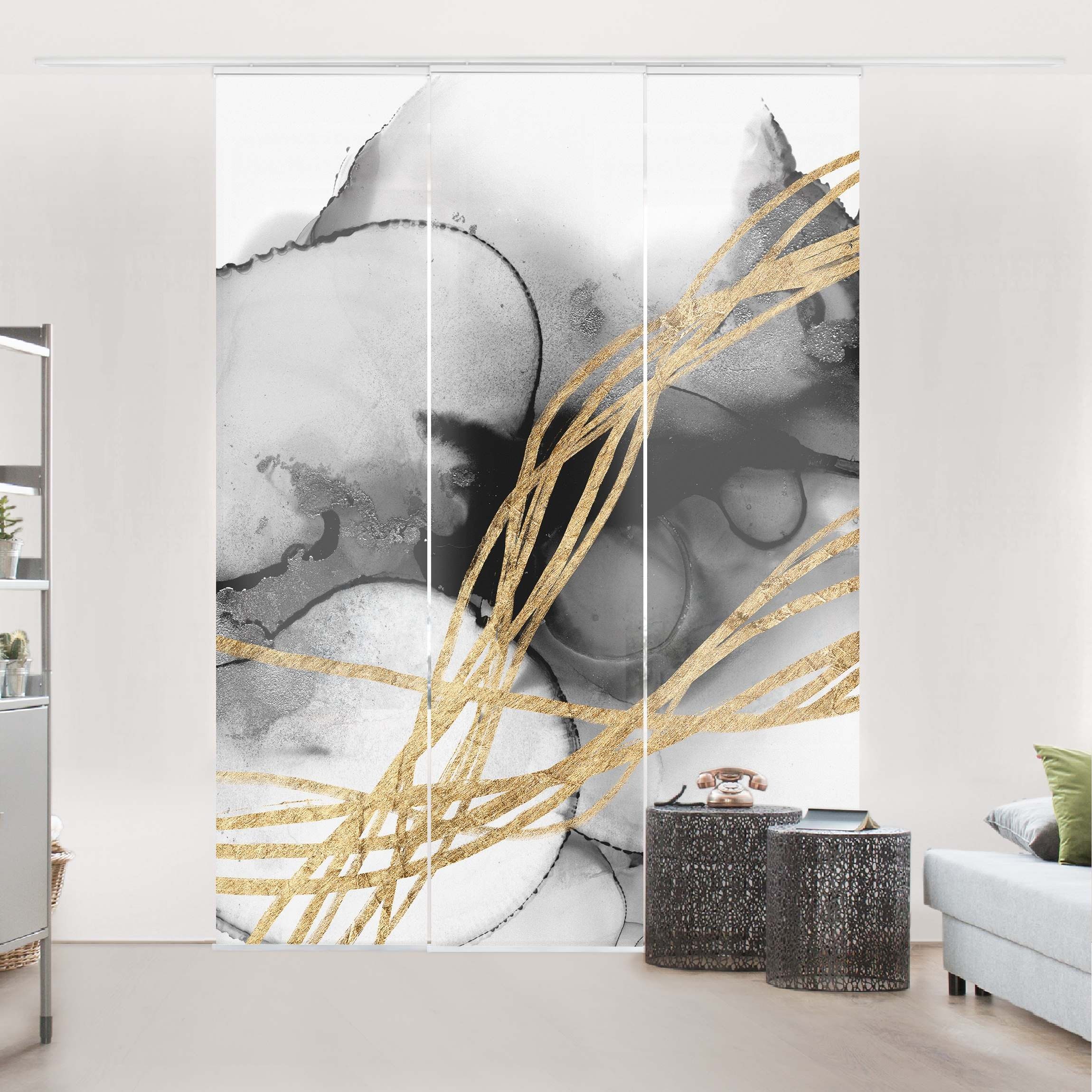 Bilderdepot24 Schiebegardine Flächenvorhang blickdicht Schwarze Tusche günstig online kaufen