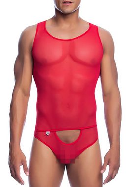 MOB Eroticwear Body Transparenter String-Body - rot (1-tlg) transparent