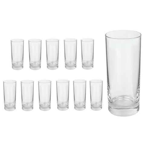 van Well Longdrinkglas 12er Set Longdrinkglas Gala 280 ml Wasserglas Tumbler, Glas