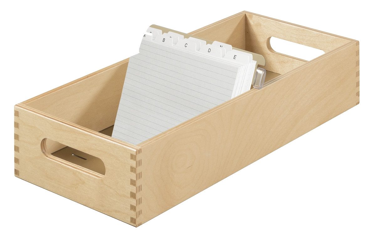 HAN Karteikasten Karteitrog aus Holz DIN A6 quer, für max. 1500 Karten, Holz natur