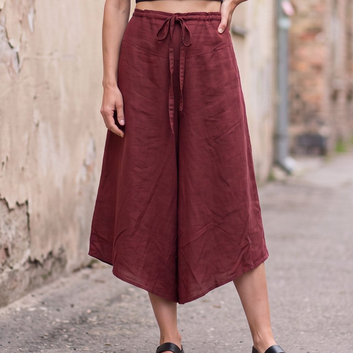 Guru-Shop Relaxhose Palazzohose, knielanger Hosenrock, Boho.. alternative Bekleidung – Bild 2 von 5