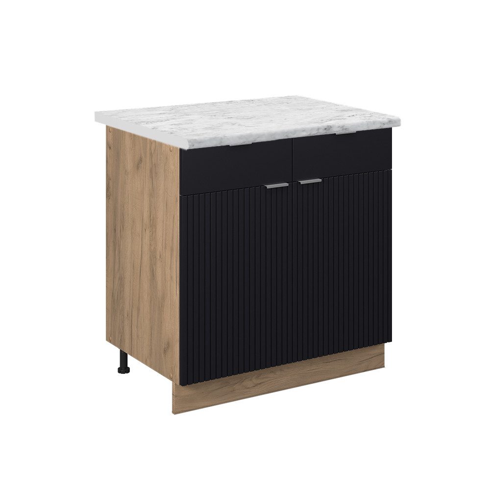 Vicco Unterschrank Fame-Line, Schwarz gestreift/Goldkraft Eiche, günstig online kaufen