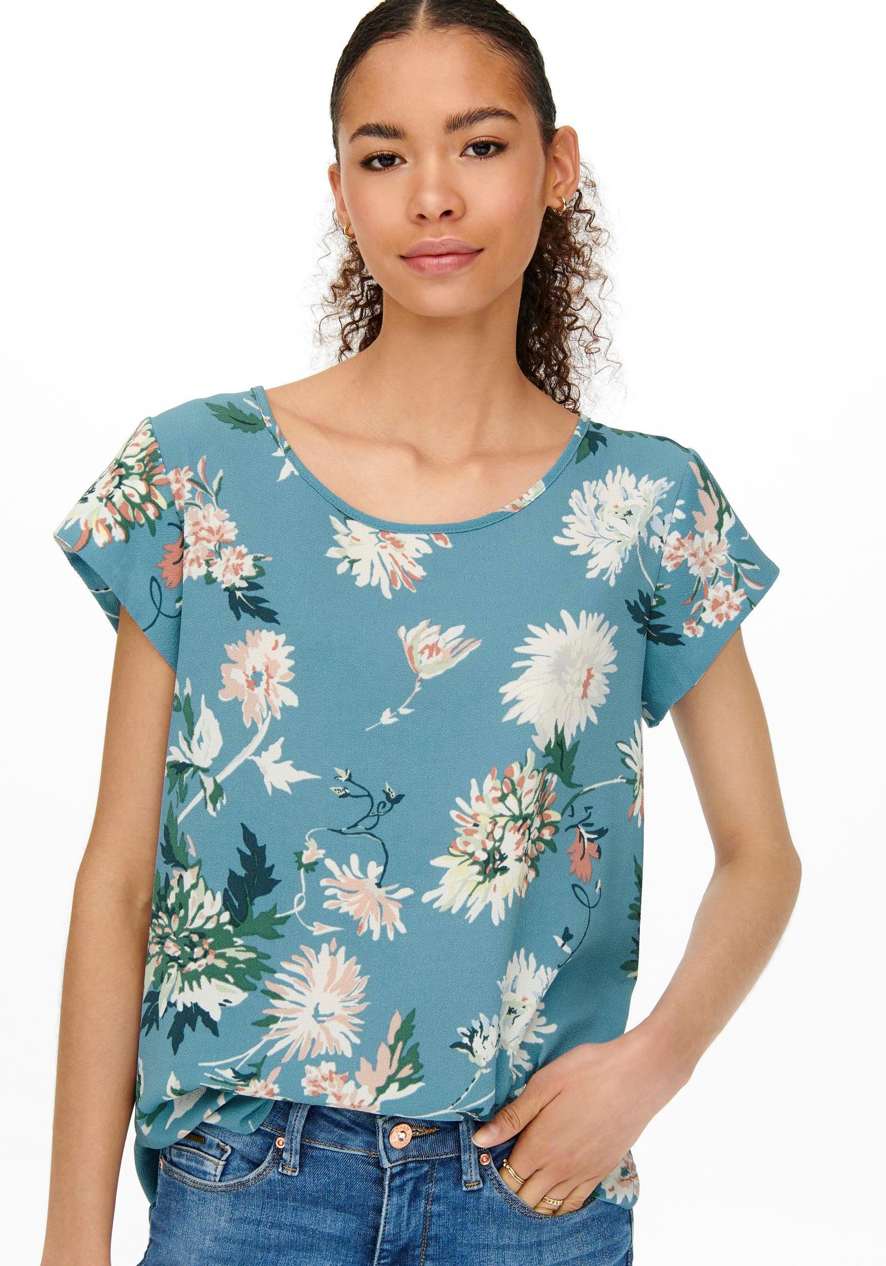 fleur TOP AOP PTM LUX S/S AOP Blusenshirt ONLY ONLNOVA Augusta Patriot Blue