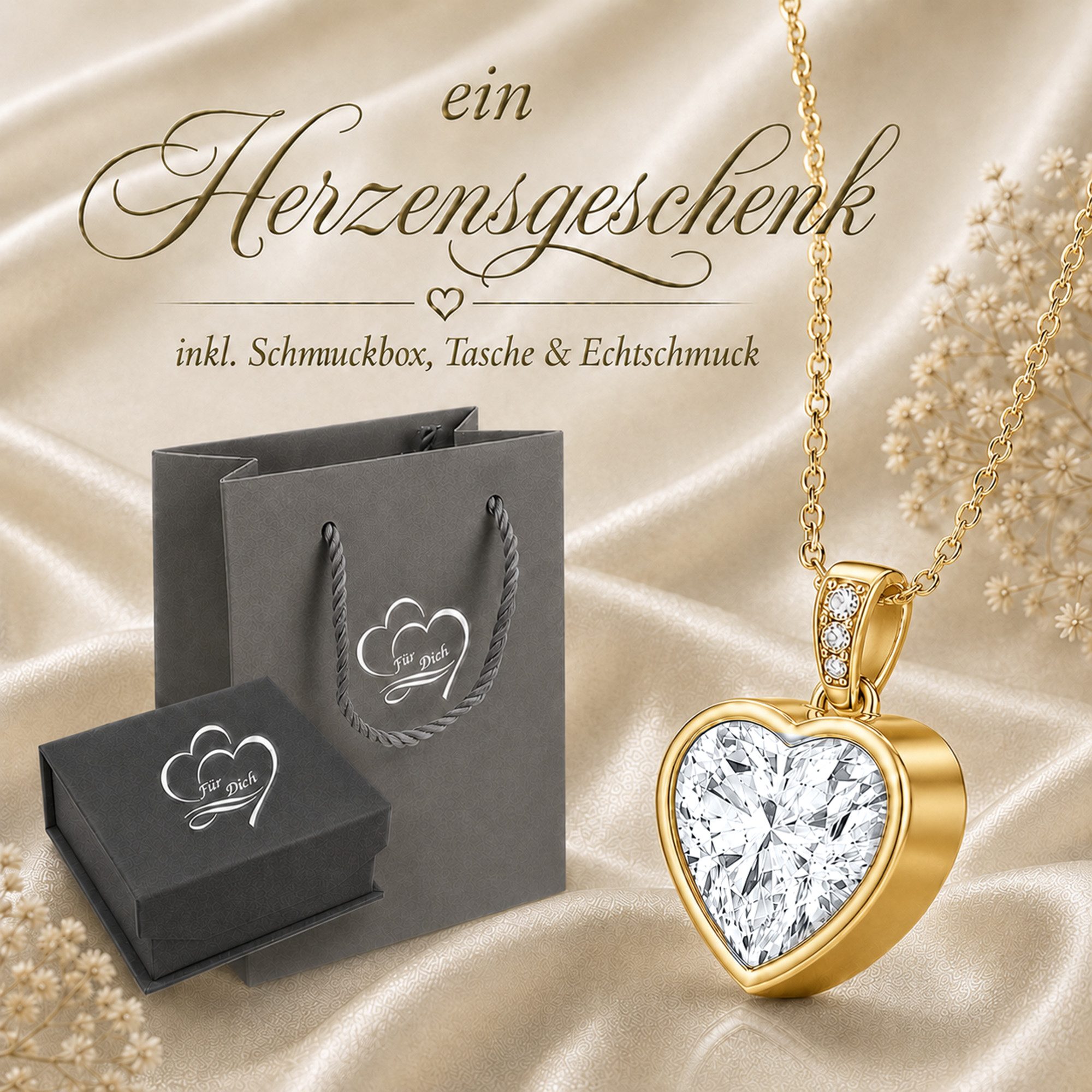Limana Herzkette Damen Schmuck echt 925 Silber zeitloser Herz Anhänger mit Zirkonia (Geschenk für Freundin Frau Mama inkl. Dose Tasche), Geburtstag Weihnachten  – Bild 2 von 5